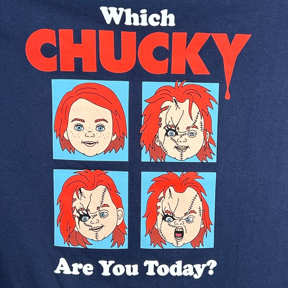 Hybrid Apparel Chucky Mens Graphic T-Shirt Navy Blue Child's Play Size M NEW